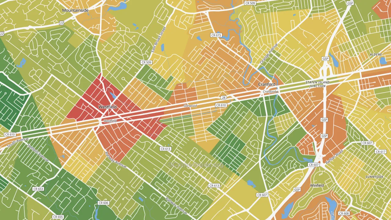 07027, NJ Map of Drug-Related Crime Rates