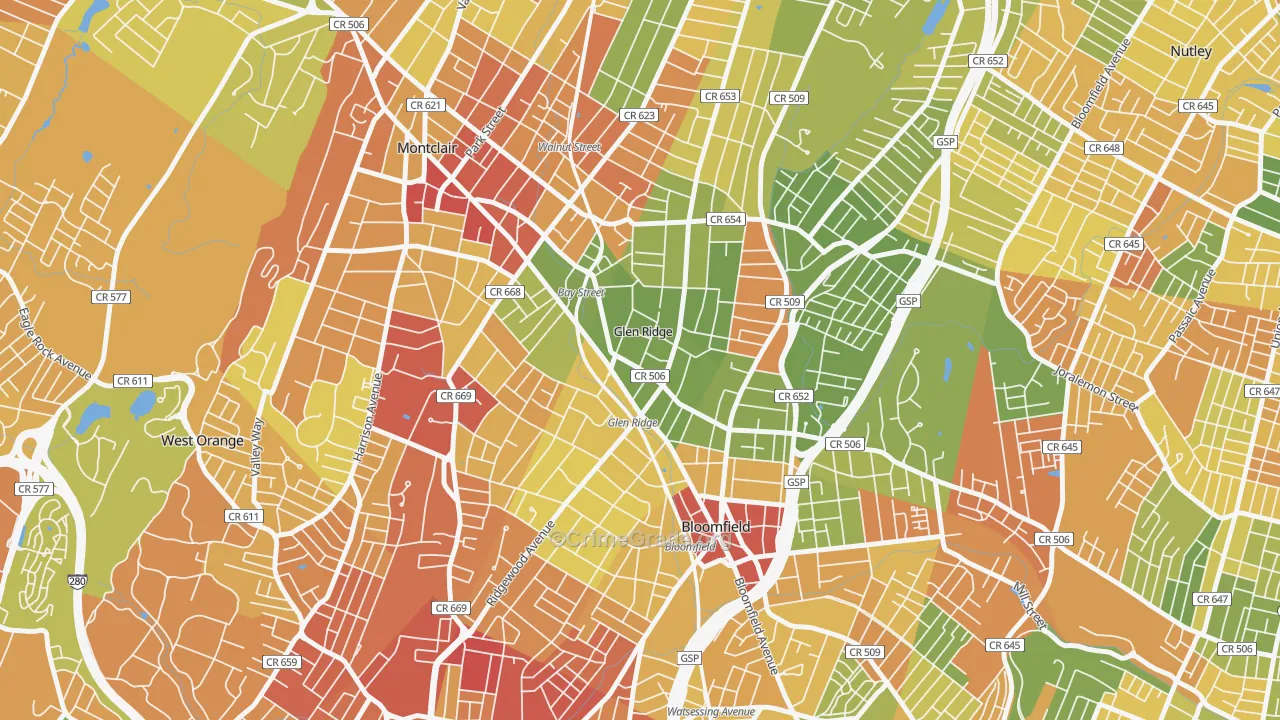07028, NJ Map of Drug-Related Crime Rates