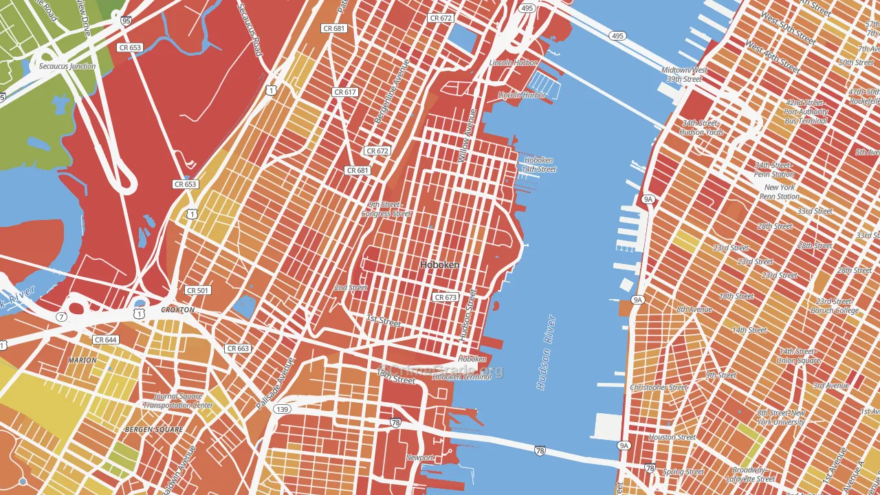 07030, NJ Map of Drug-Related Crime Rates