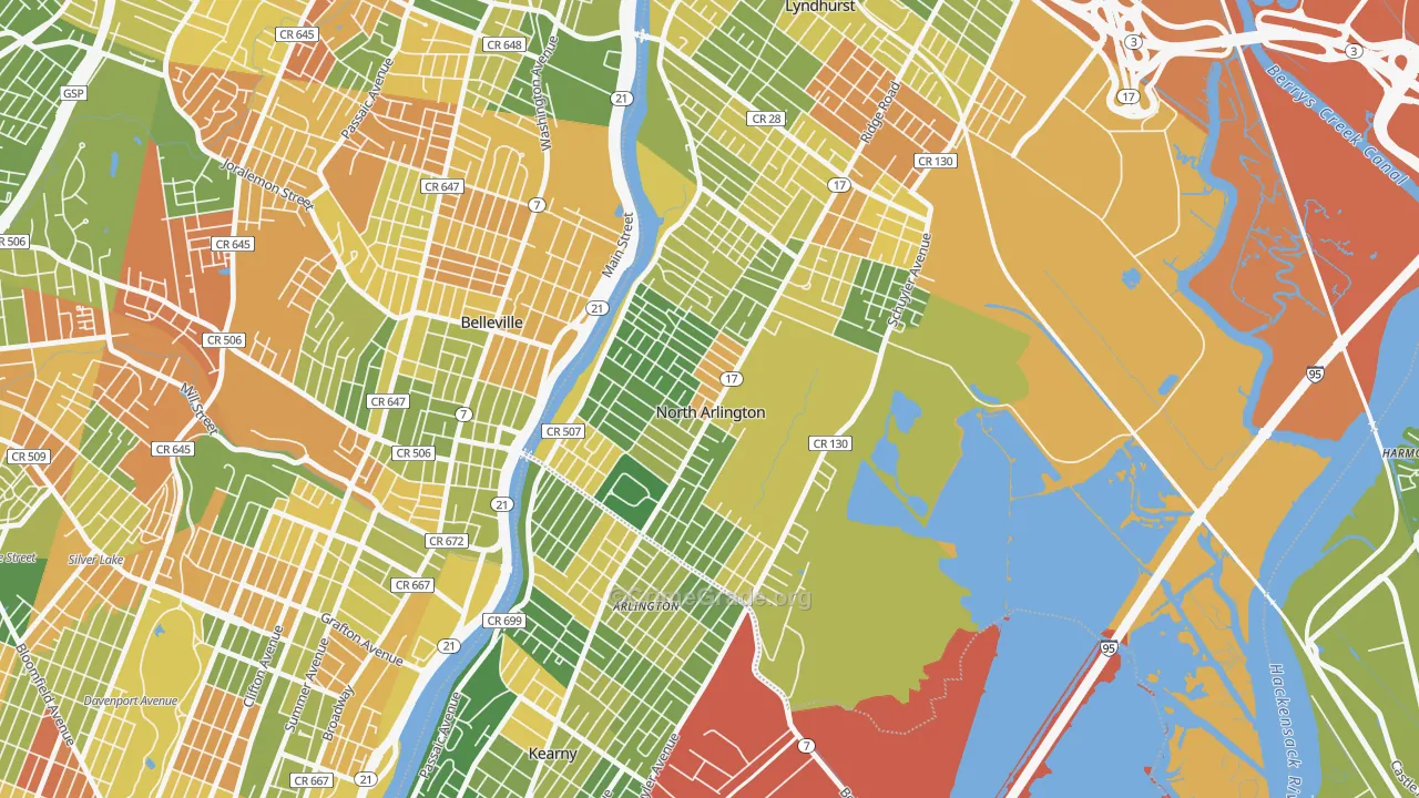 07031, NJ Map of Drug-Related Crime Rates