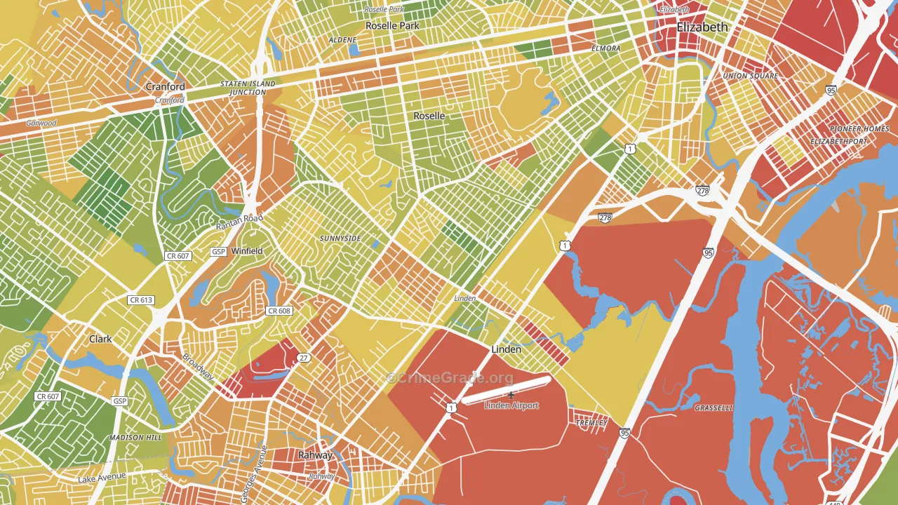 07036, NJ Map of Drug-Related Crime Rates
