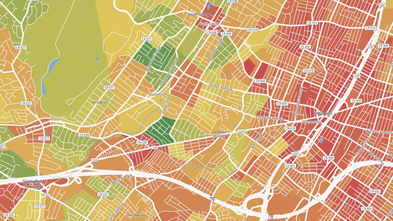 07040, NJ Map of Drug-Related Crime Rates