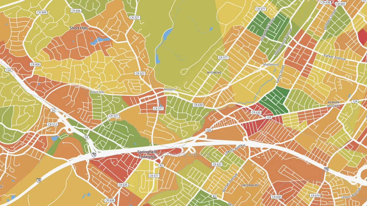 07041, NJ Map of Drug-Related Crime Rates