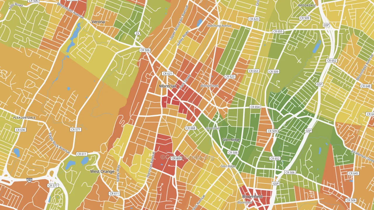 07042, NJ Map of Drug-Related Crime Rates