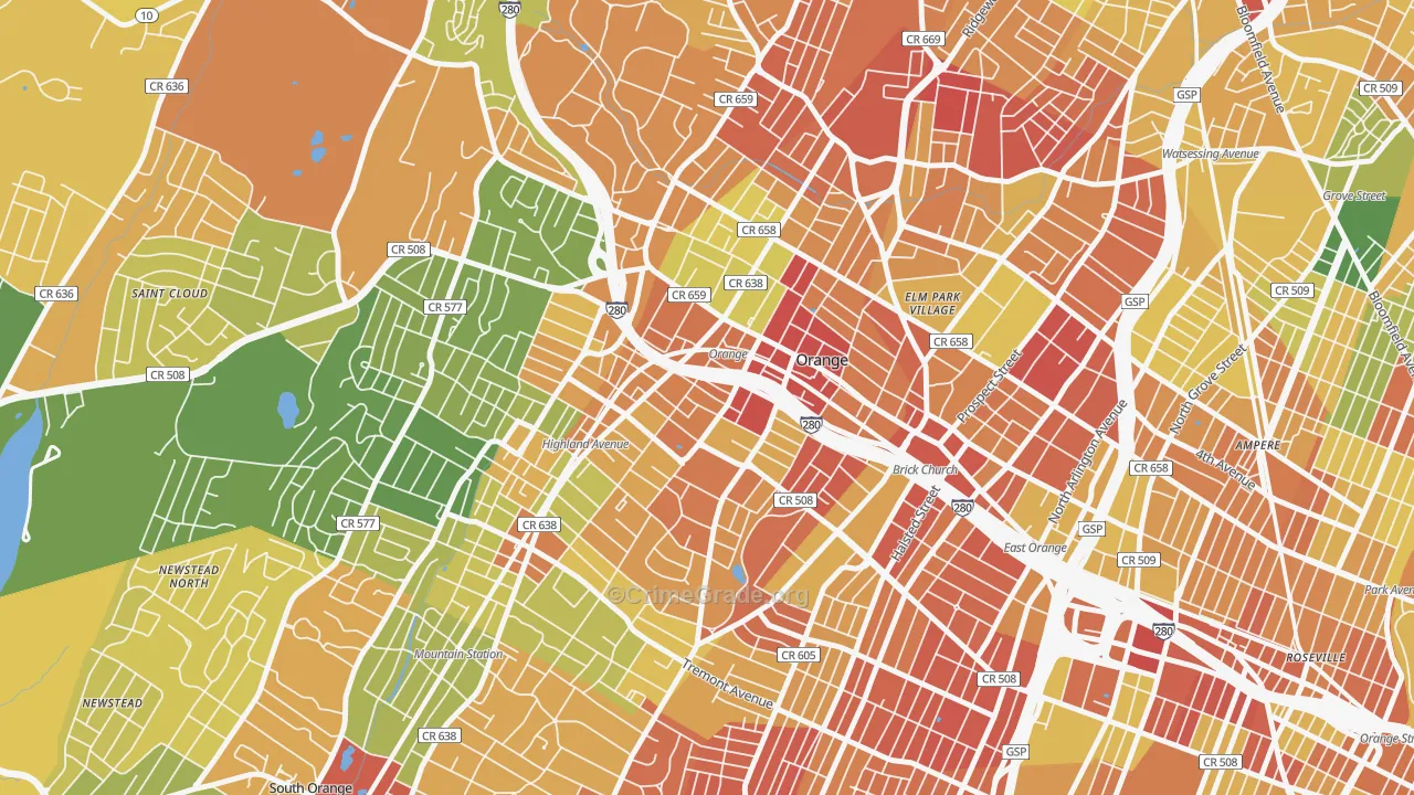 07050, NJ Map of Drug-Related Crime Rates