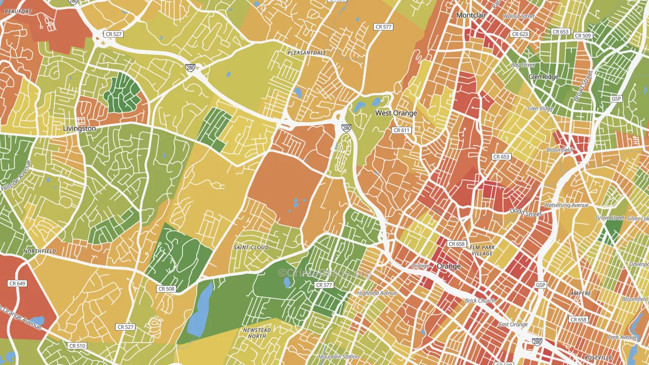 07052, NJ Map of Drug-Related Crime Rates