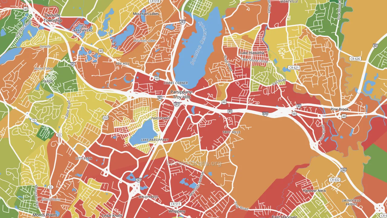 07054, NJ Map of Drug-Related Crime Rates