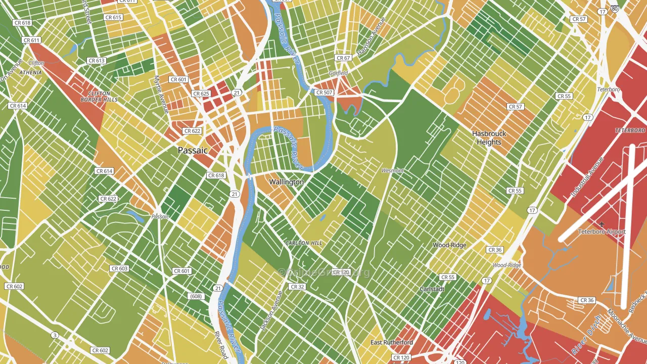 07057, NJ Map of Drug-Related Crime Rates