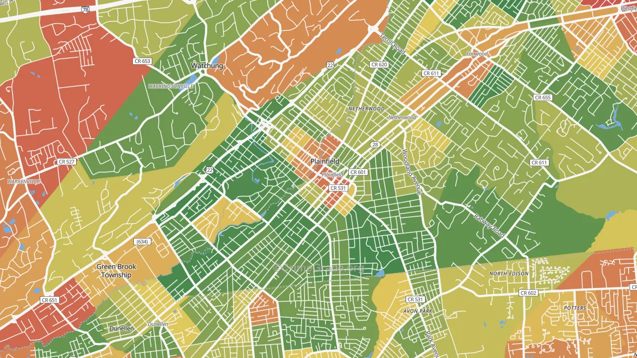 07060, NJ Map of Drug-Related Crime Rates