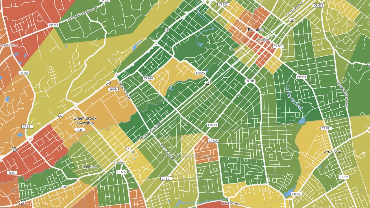 07063, NJ Map of Drug-Related Crime Rates