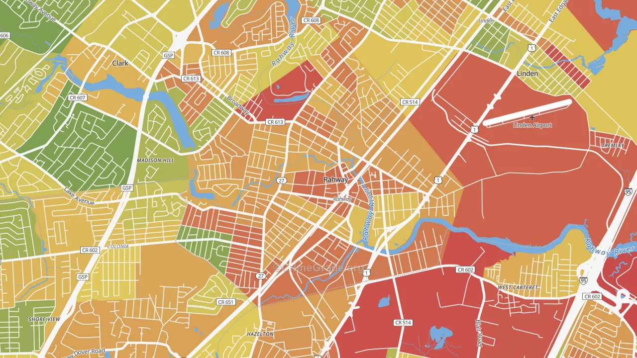 07065, NJ Map of Drug-Related Crime Rates