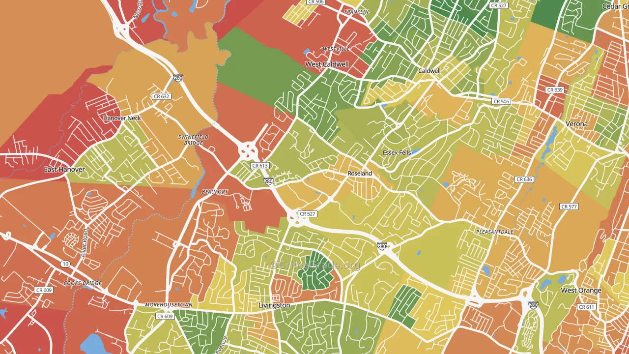 07068, NJ Map of Drug-Related Crime Rates