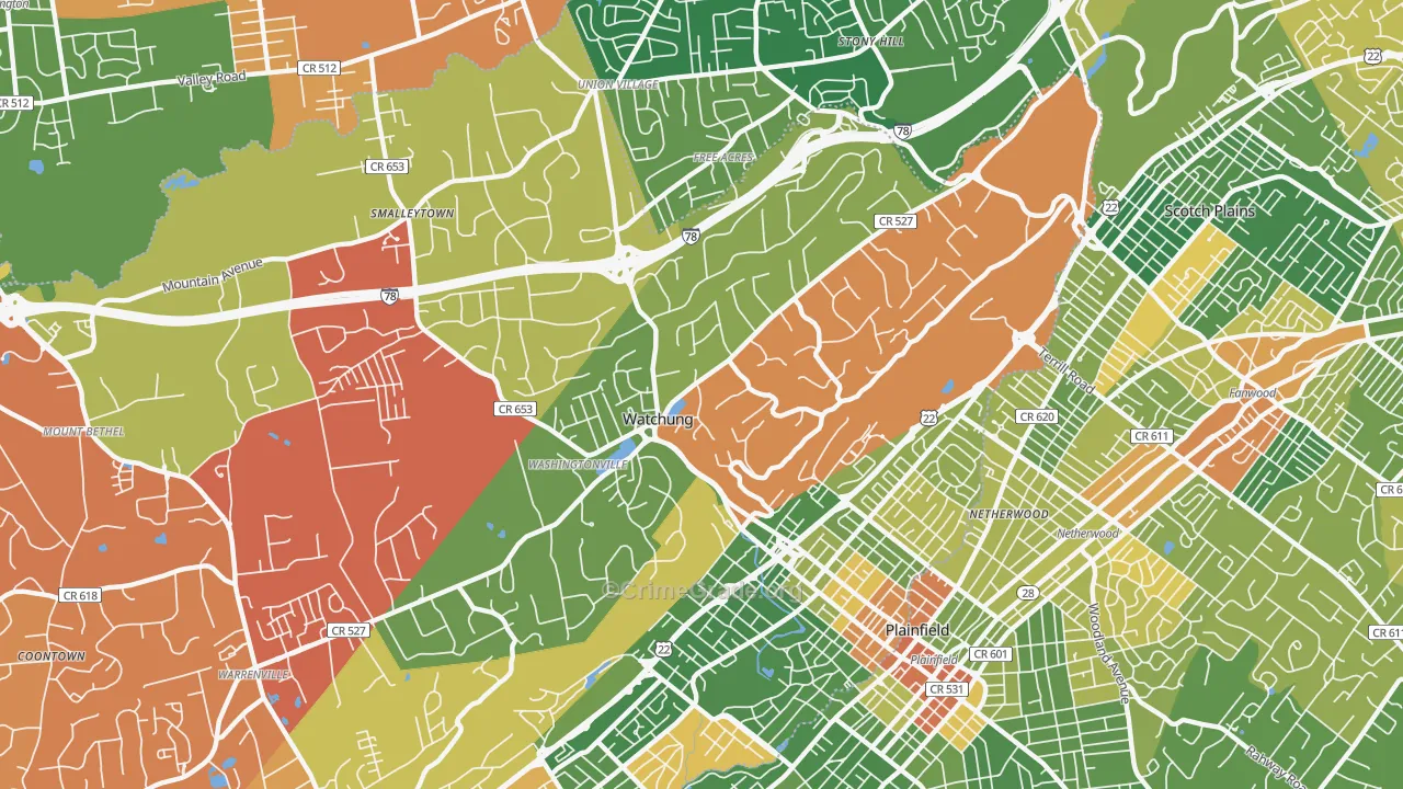07069, NJ Map of Drug-Related Crime Rates