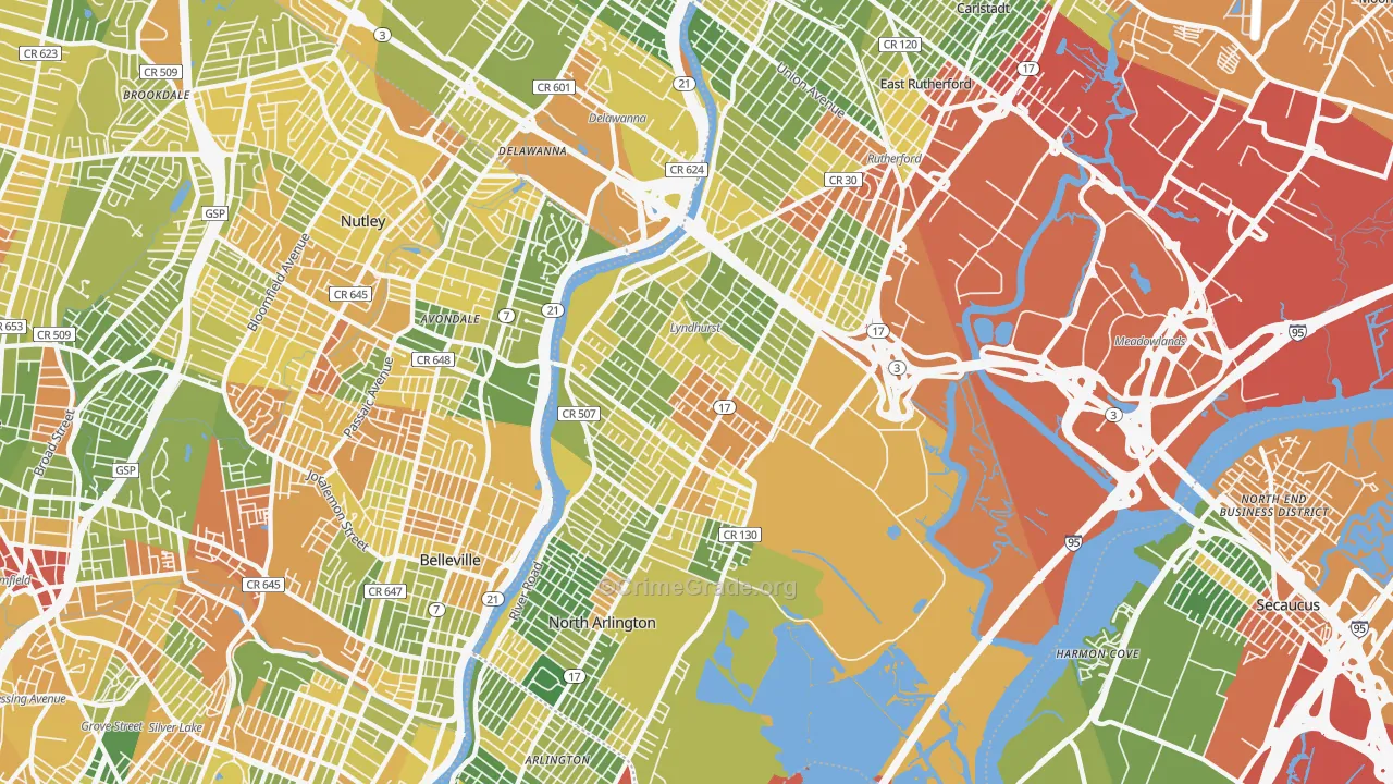 07071, NJ Map of Drug-Related Crime Rates