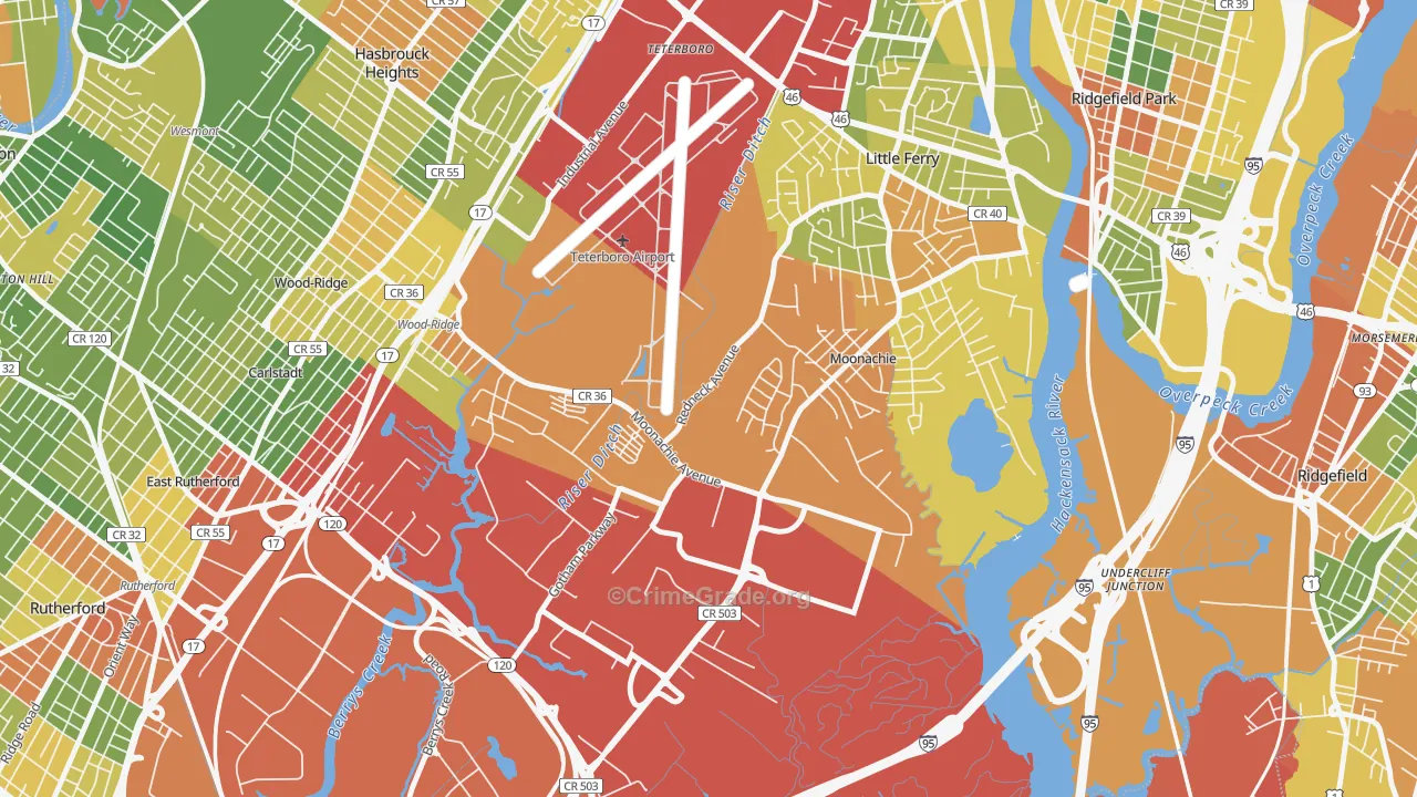 07074, NJ Map of Drug-Related Crime Rates