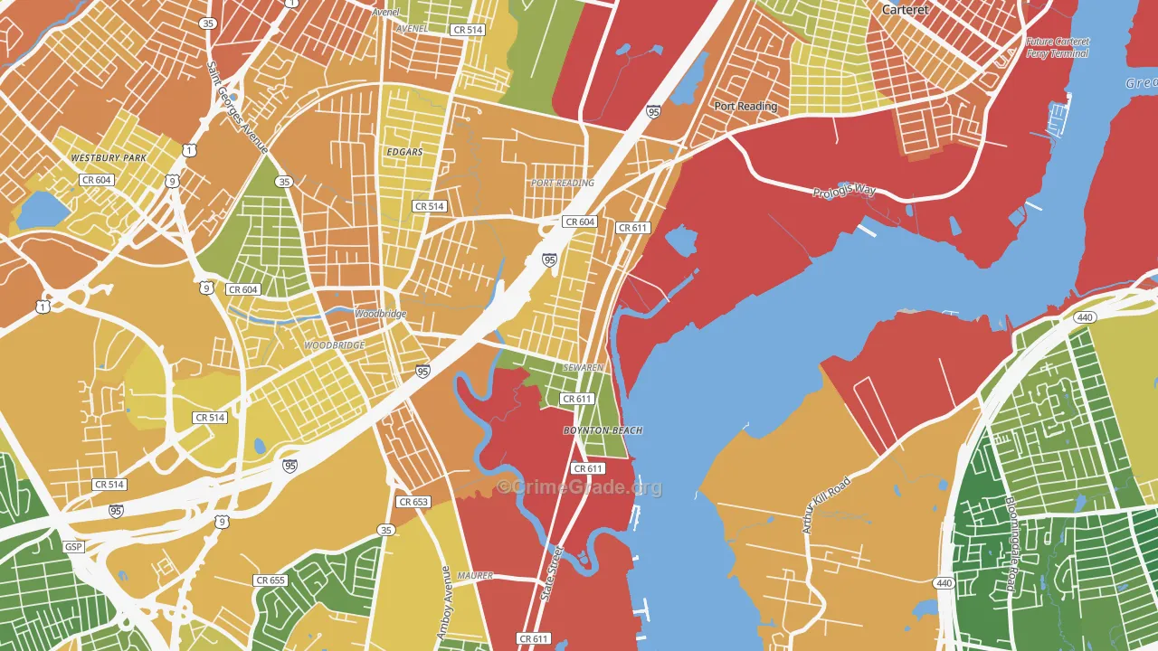 07077, NJ Map of Drug-Related Crime Rates
