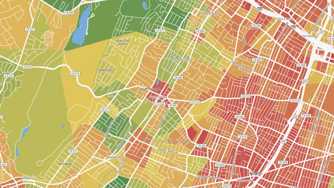 07079, NJ Map of Drug-Related Crime Rates