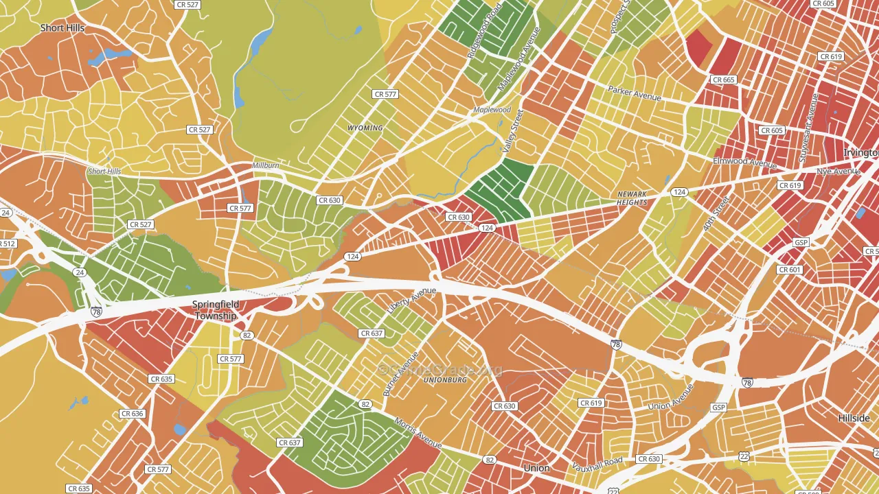 07088, NJ Map of Drug-Related Crime Rates