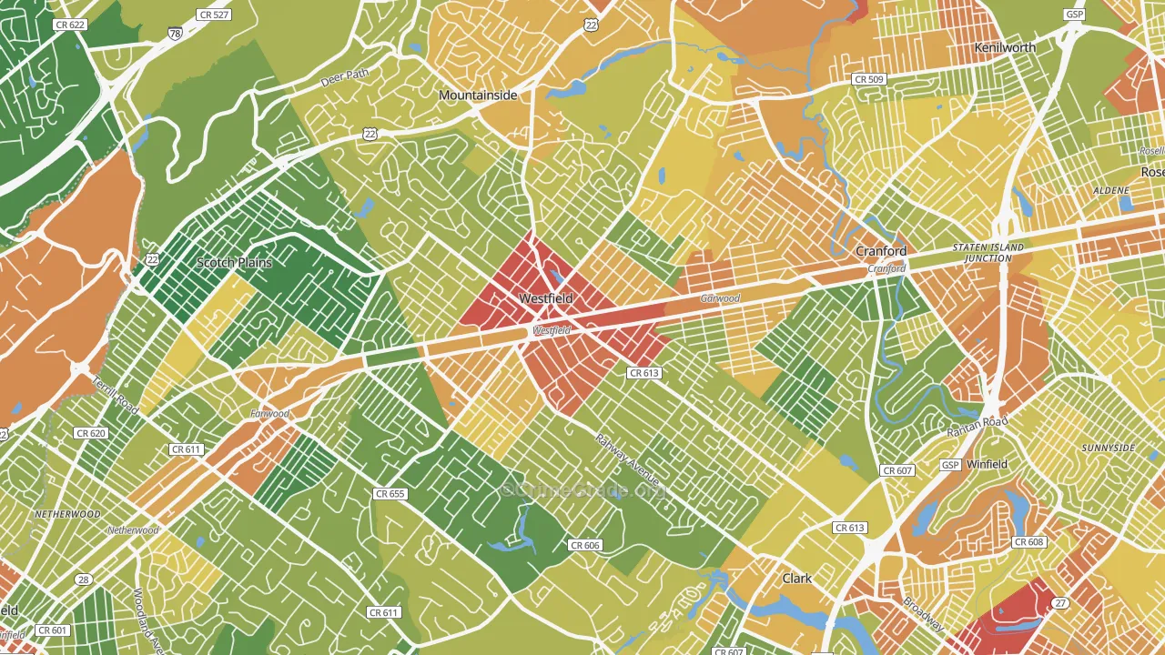 07090, NJ Map of Drug-Related Crime Rates