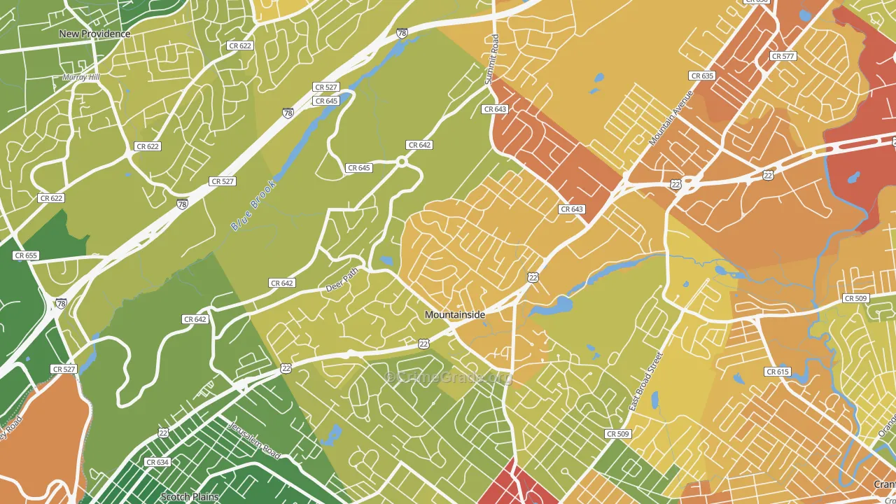 07092, NJ Map of Drug-Related Crime Rates