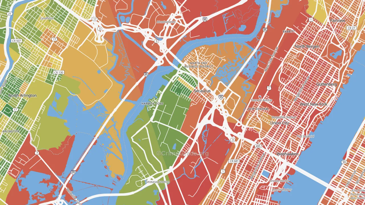 07094, NJ Map of Drug-Related Crime Rates