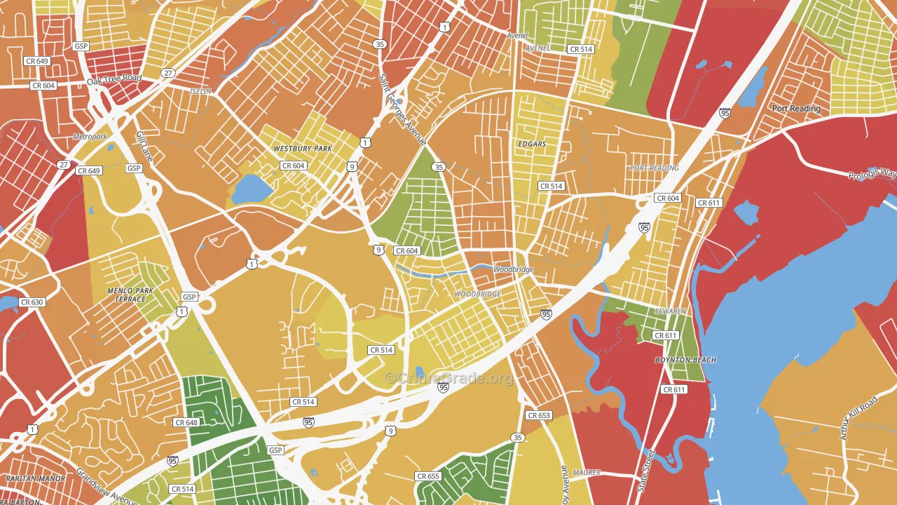 07095, NJ Map of Drug-Related Crime Rates