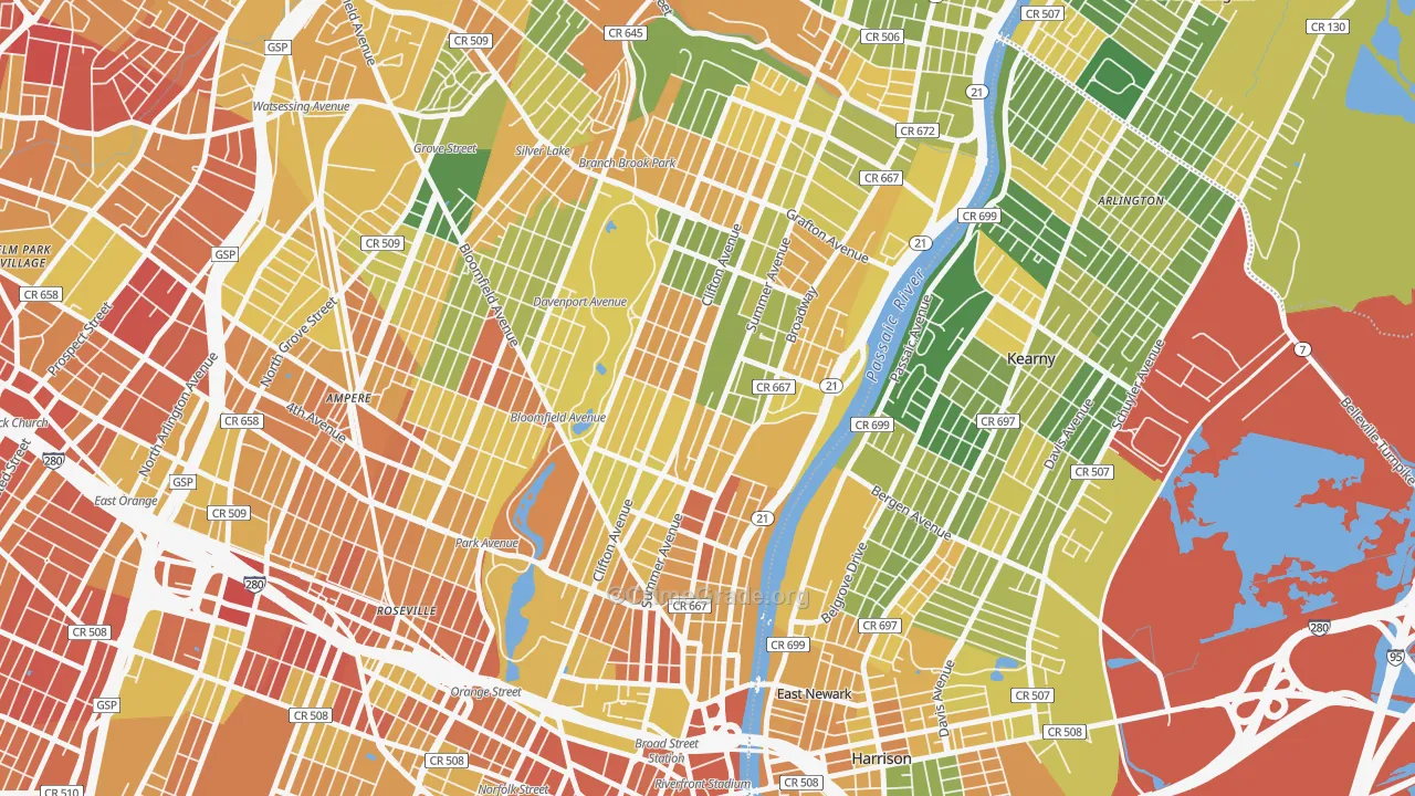 07104, NJ Map of Drug-Related Crime Rates