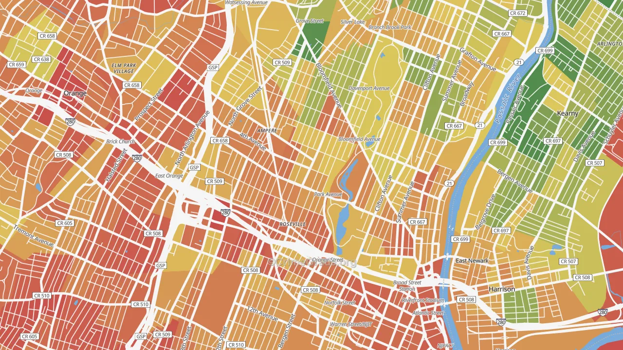 07107, NJ Map of Drug-Related Crime Rates