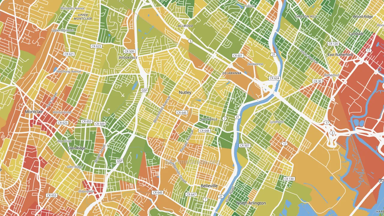07110, NJ Map of Drug-Related Crime Rates