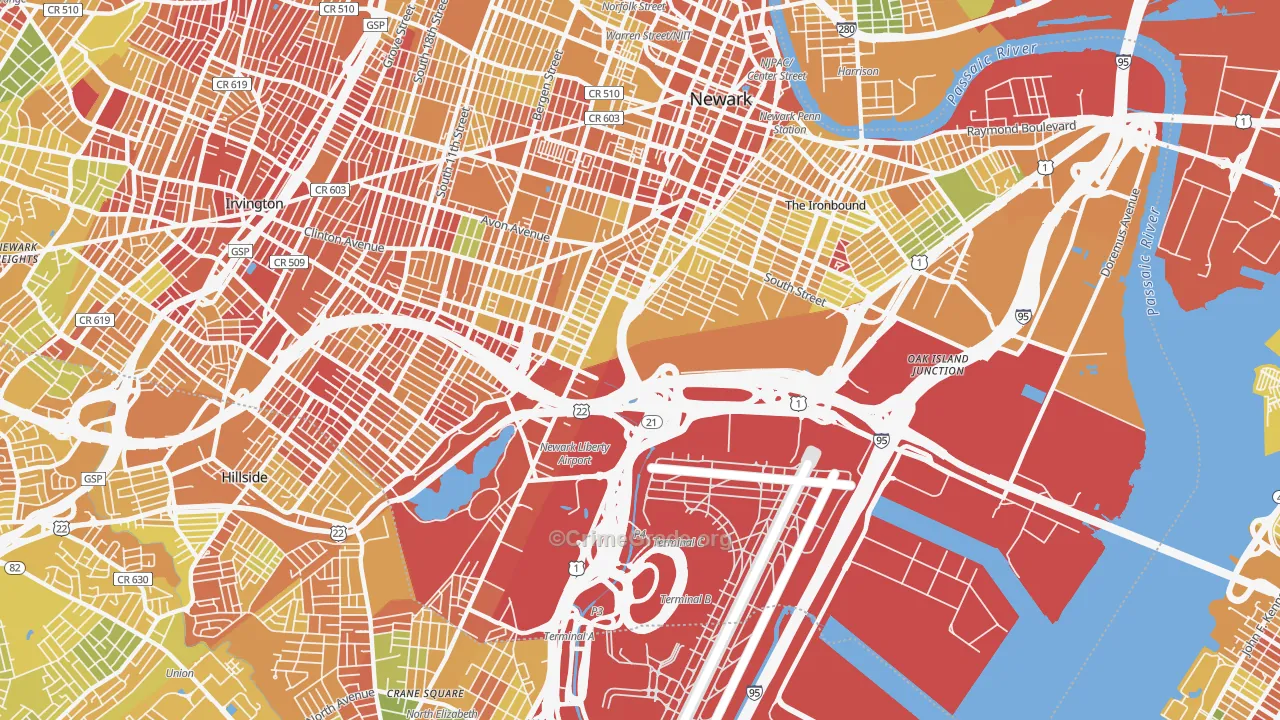07114, NJ Map of Drug-Related Crime Rates