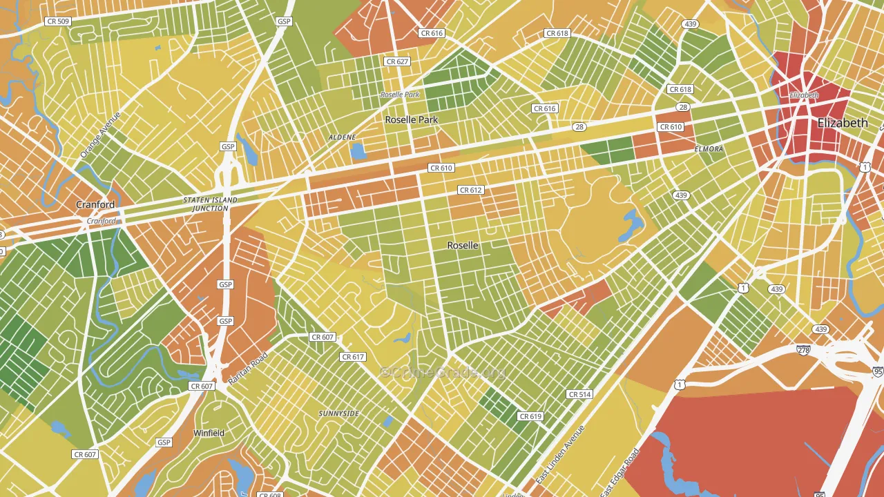 07203, NJ Map of Drug-Related Crime Rates