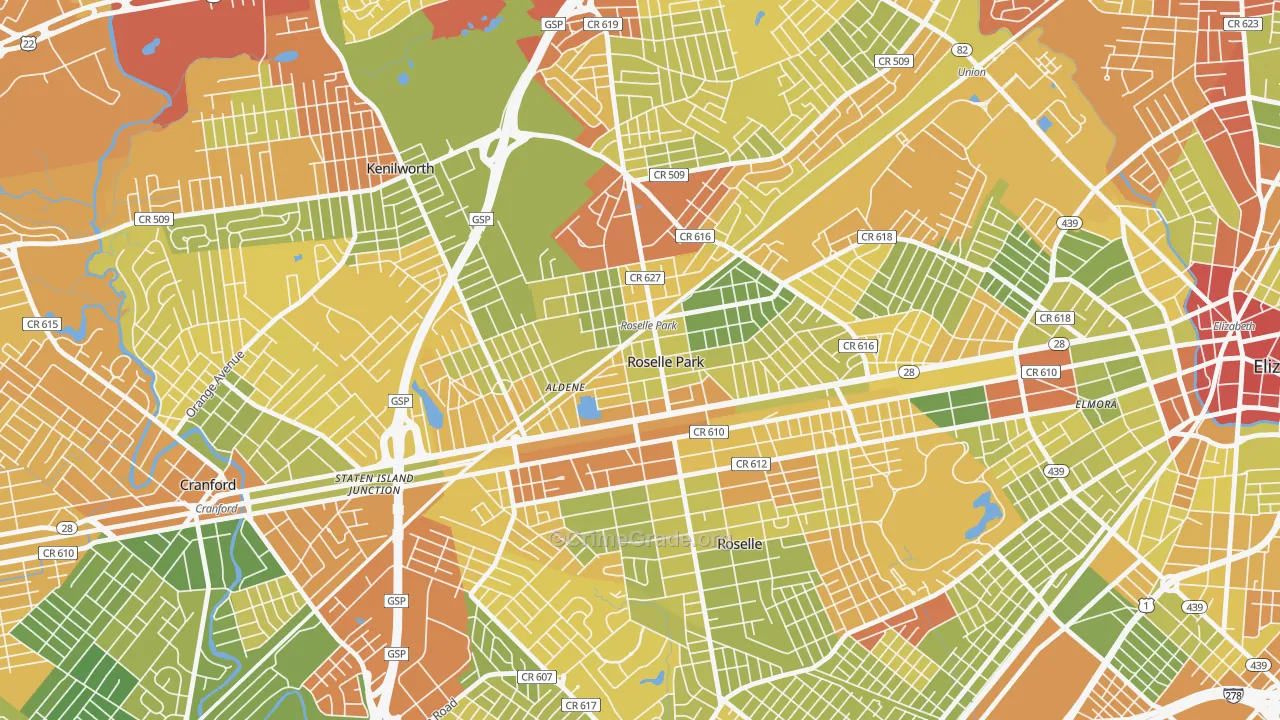 07204, NJ Map of Drug-Related Crime Rates