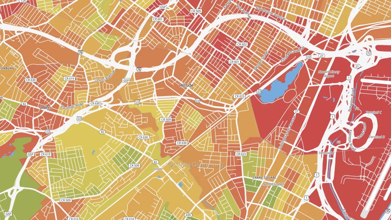 07205, NJ Map of Drug-Related Crime Rates
