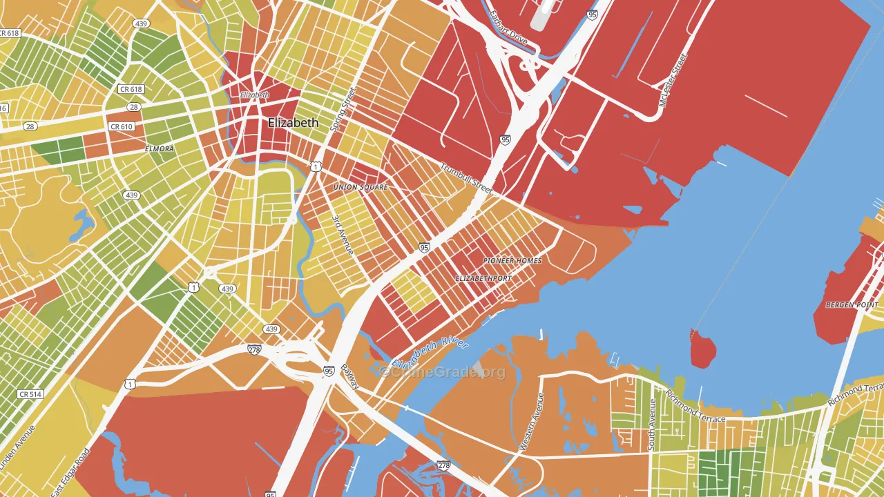 07206, NJ Map of Drug-Related Crime Rates