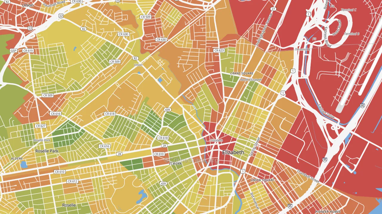 07208, NJ Map of Drug-Related Crime Rates
