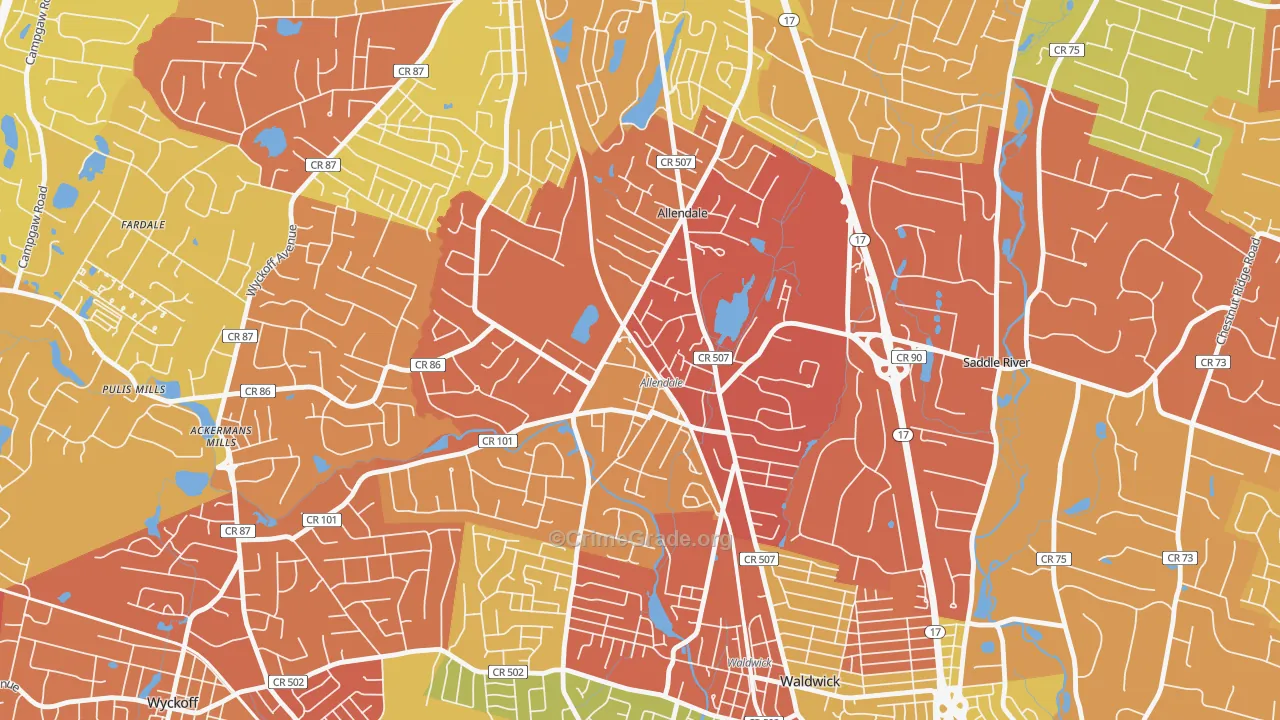 07401, NJ Map of Drug-Related Crime Rates