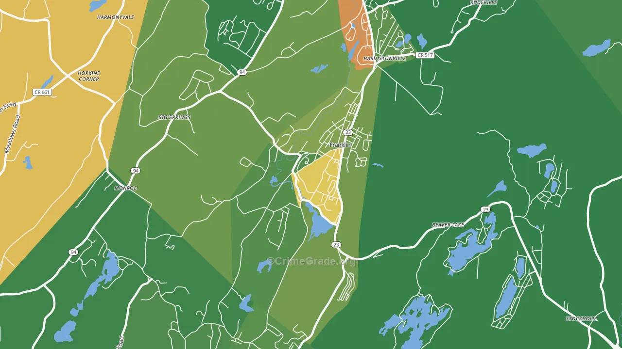 07416, NJ Map of Drug-Related Crime Rates
