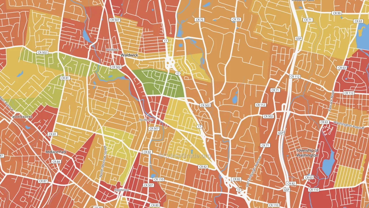 07423, NJ Map of Drug-Related Crime Rates