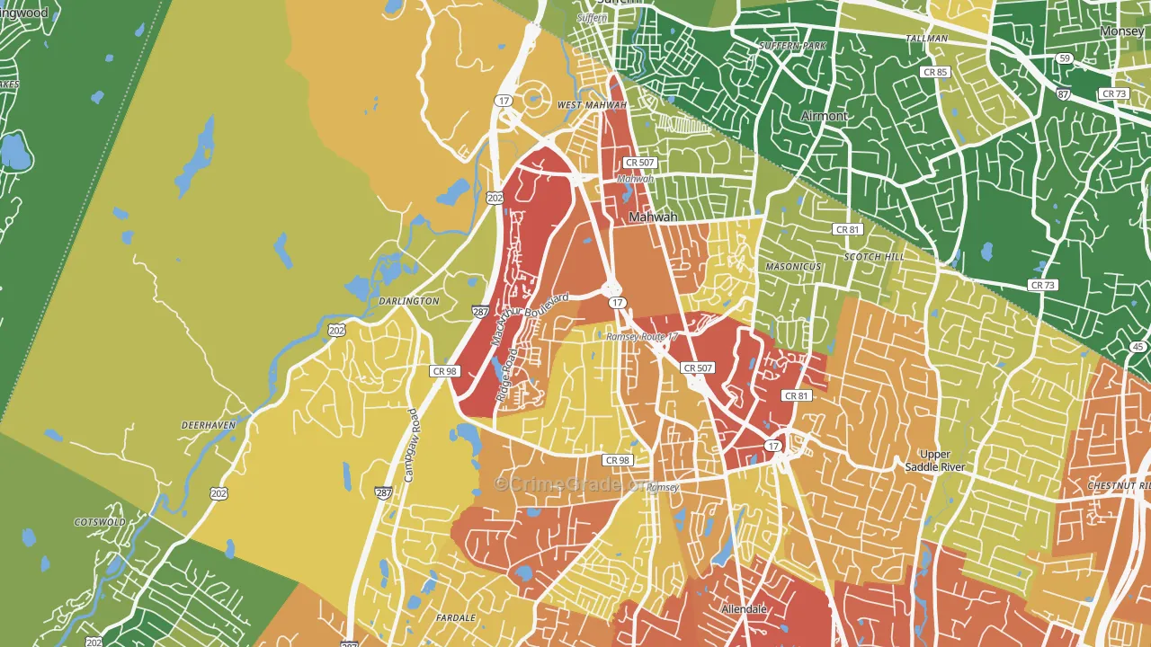 07430, NJ Map of Drug-Related Crime Rates