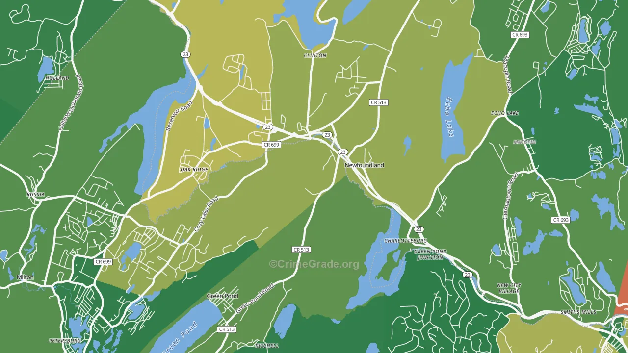 07435, NJ Map of Drug-Related Crime Rates