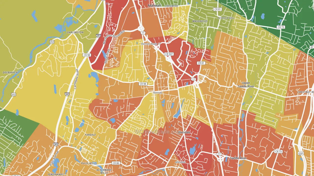 07446, NJ Map of Drug-Related Crime Rates