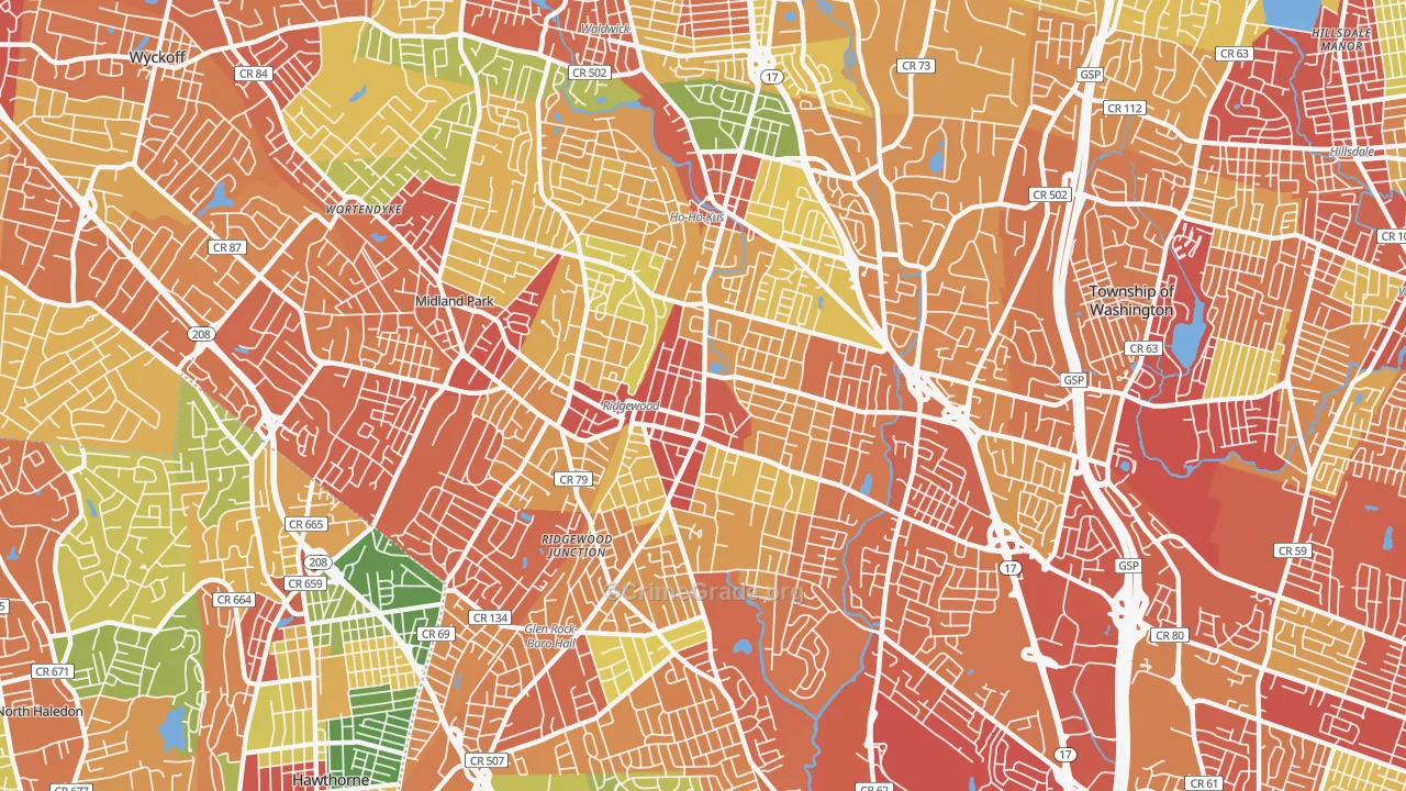 07450, NJ Map of Drug-Related Crime Rates