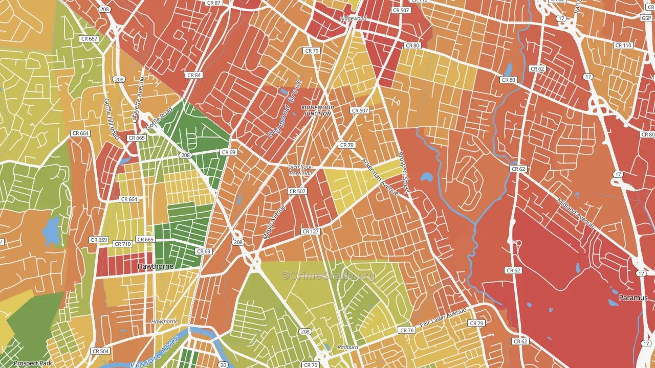 07452, NJ Map of Drug-Related Crime Rates