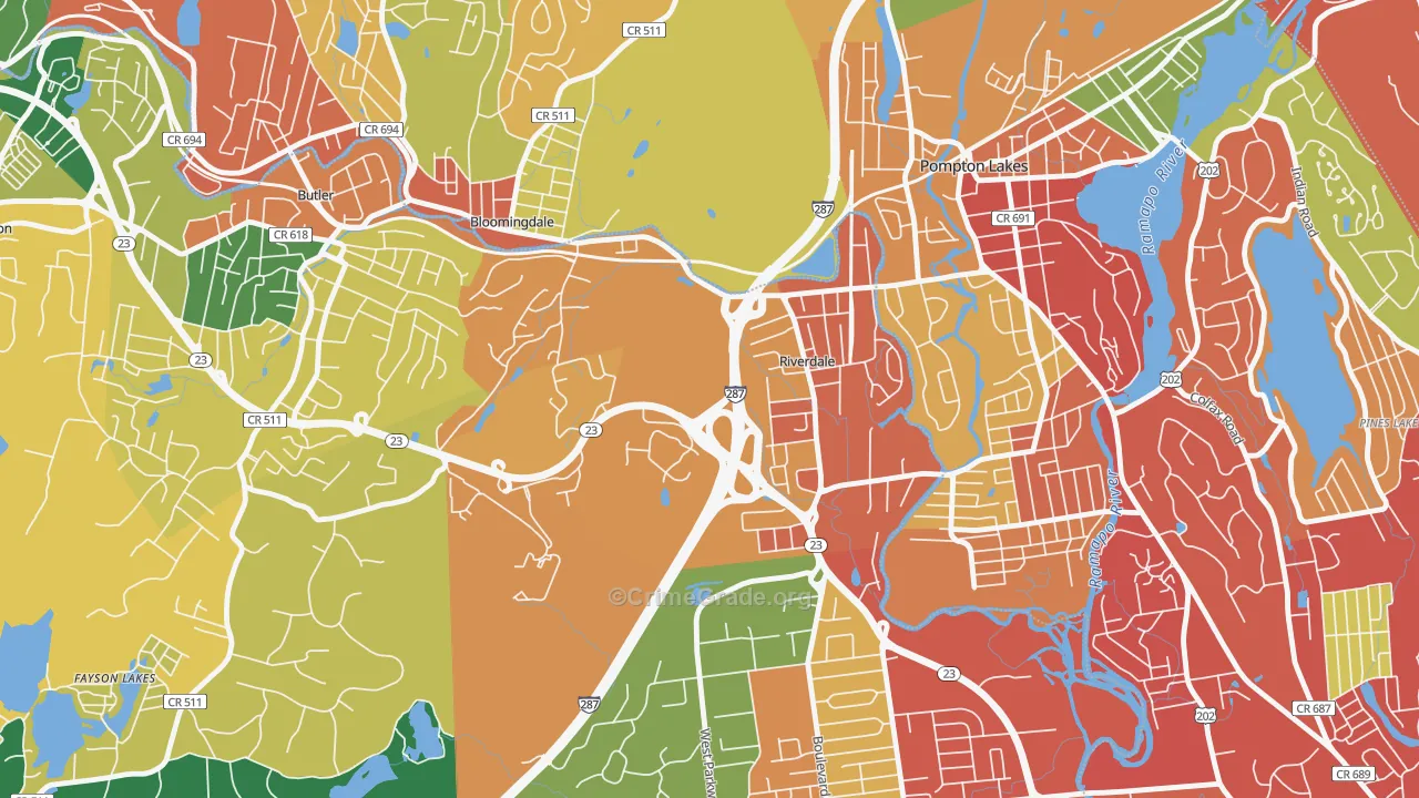 07457, NJ Map of Drug-Related Crime Rates