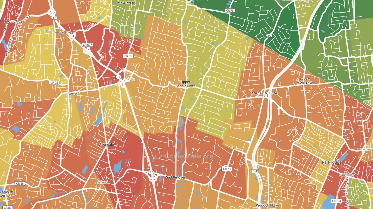 07458, NJ Map of Drug-Related Crime Rates