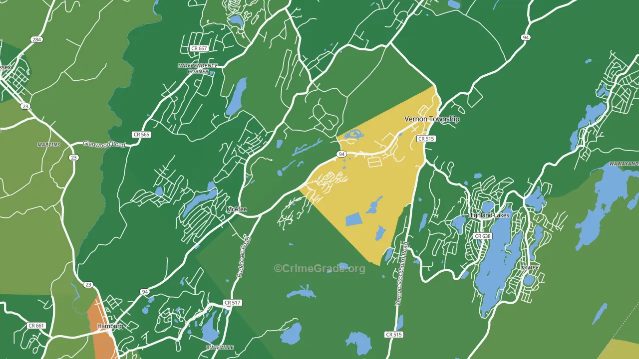 07462, NJ Map of Drug-Related Crime Rates