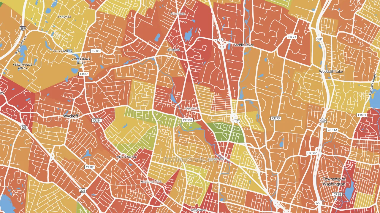 07463, NJ Map of Drug-Related Crime Rates