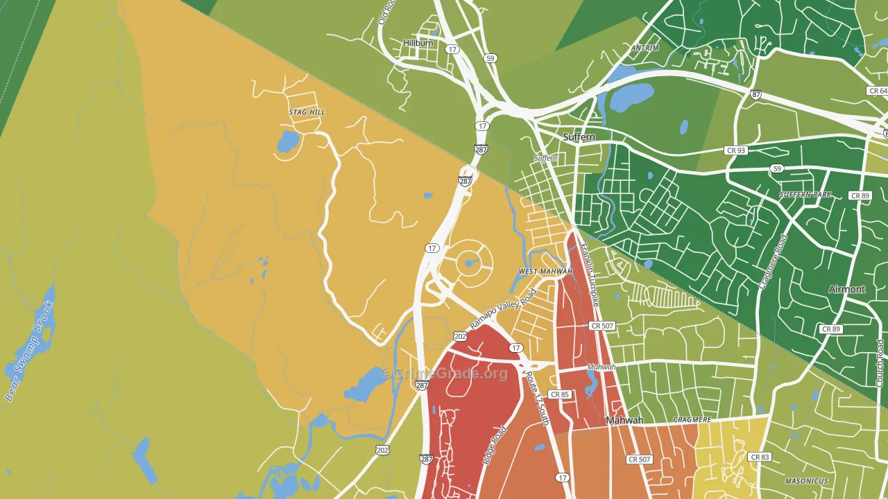 07495, NJ Map of Drug-Related Crime Rates
