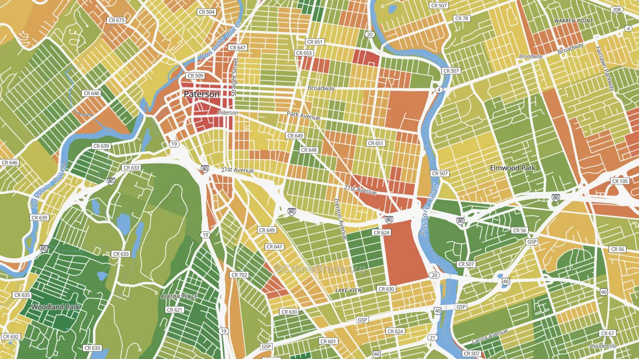 07513, NJ Map of Drug-Related Crime Rates