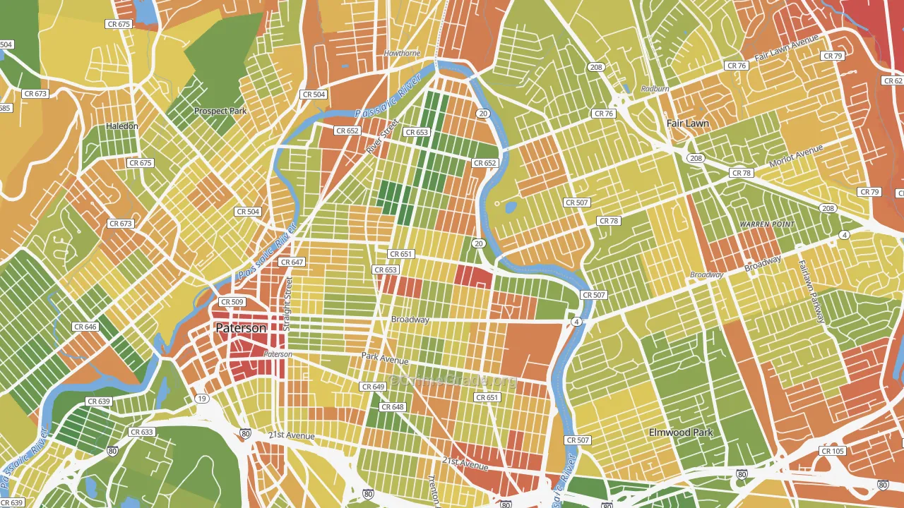 07514, NJ Map of Drug-Related Crime Rates
